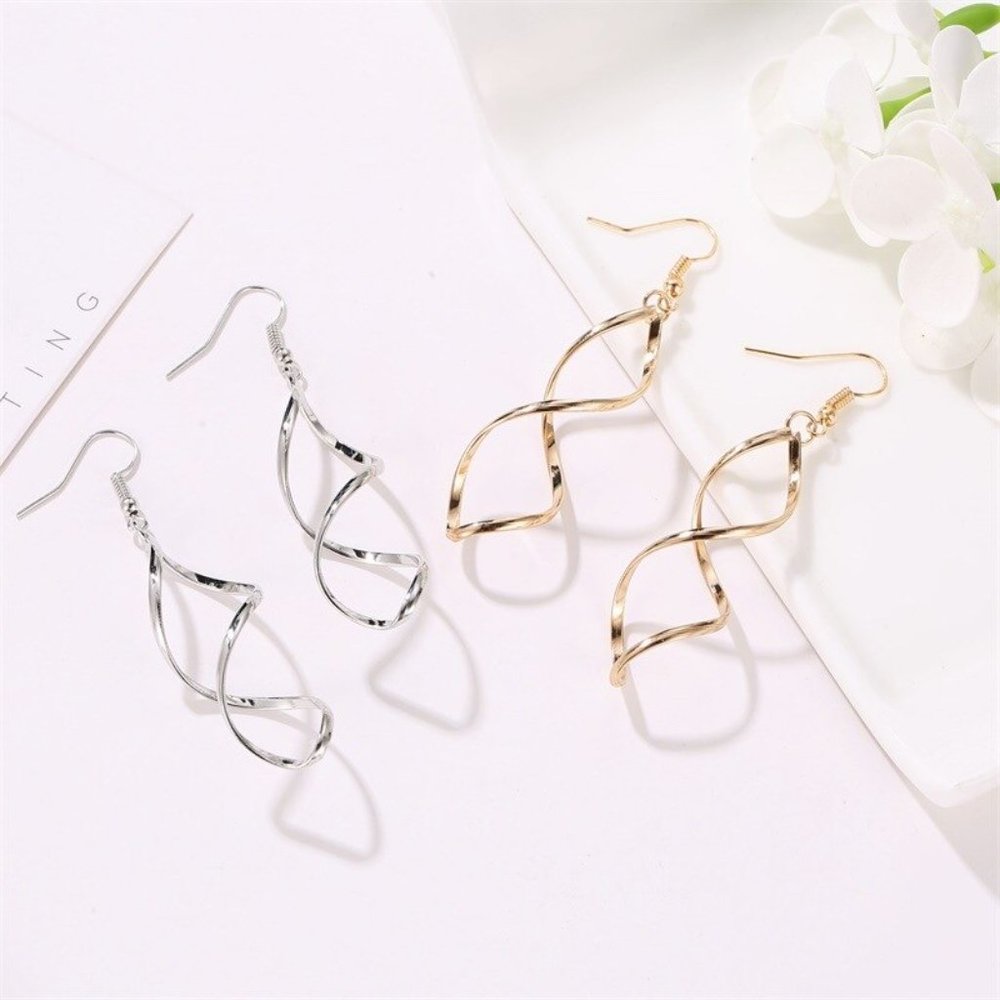 NEW "Plot Twist" Minimalist Swirl Drop Earrings - Picture 7 of 9